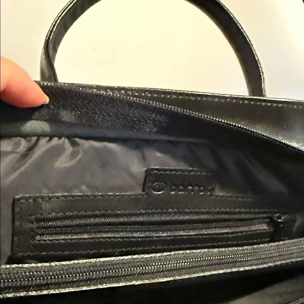 Elegant Black Leather Briefcase Messenger Laptop Executive bag shoulder strap